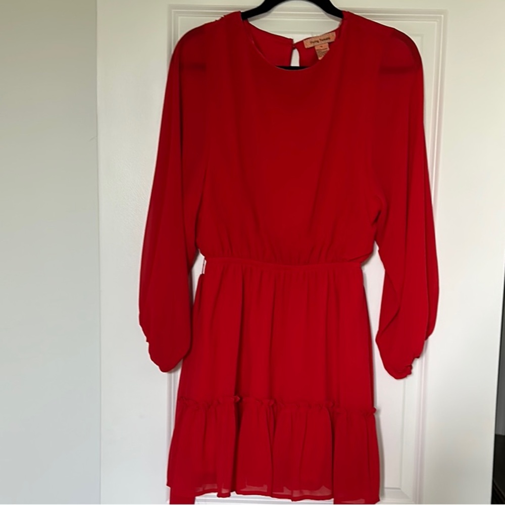 Flying Tomato Vibrant Red Long Sleeve Dress